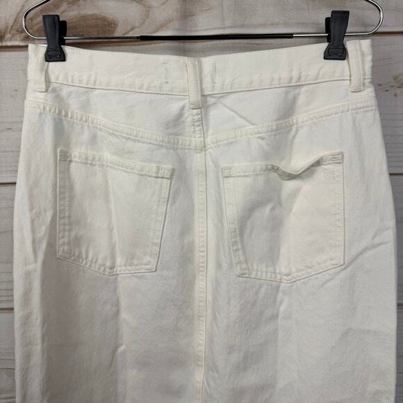 Madewell Tile White The Rilee Denim Front Slit Midi Skirt Size 27 - Picture 8 of 13